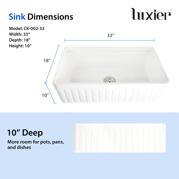 Glossy White Ceramic Farmhouse Apron-Front Kitchen Sink with Accessories