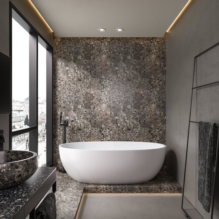 Matte Black Brass Floor-Mounted Freestanding Tub Filler