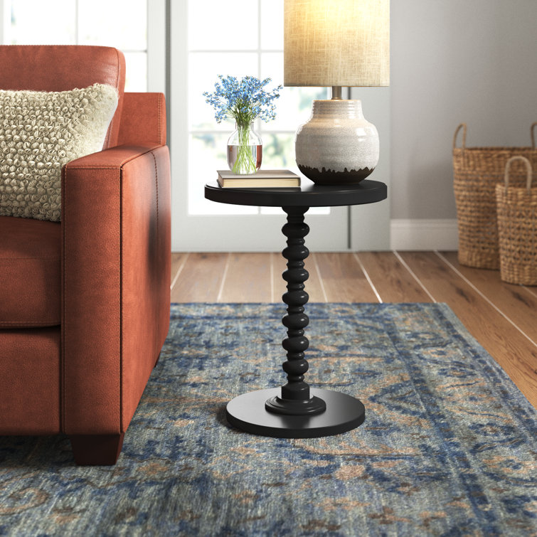 Fiama Black Solid Wood Round End Table