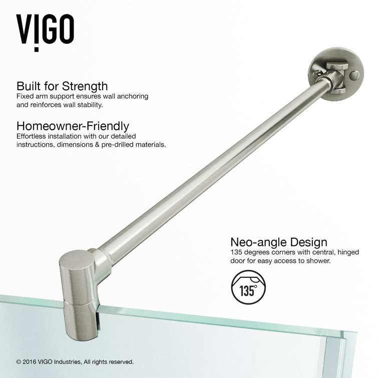 Verona 42'' Brushed Nickel Frameless Neo-Angle Shower Enclosure