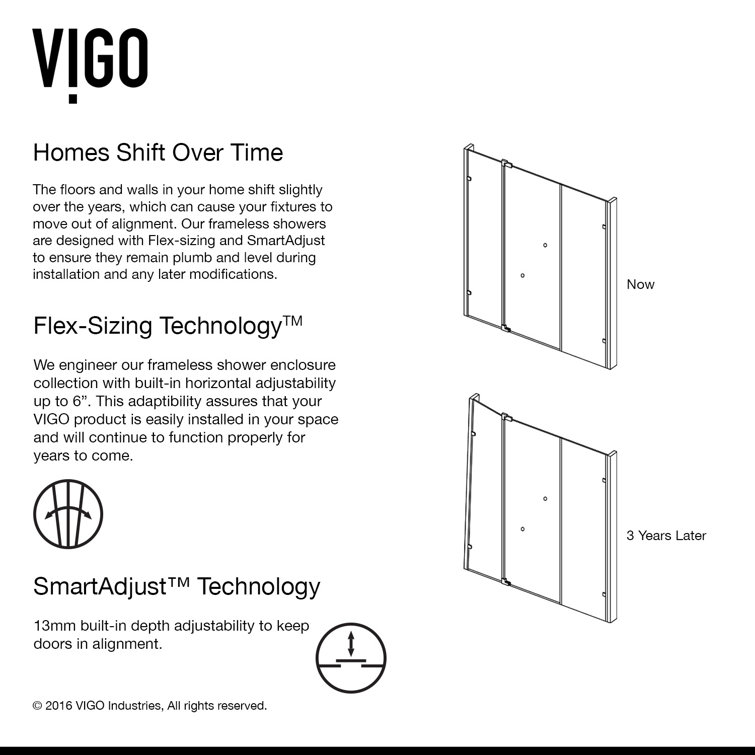 Pirouette 36-48" Frameless Clear Glass Pivot Shower Door