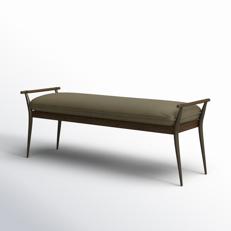 Charlotte Mid-Century Modern Velvet Loden Upholstered Bench