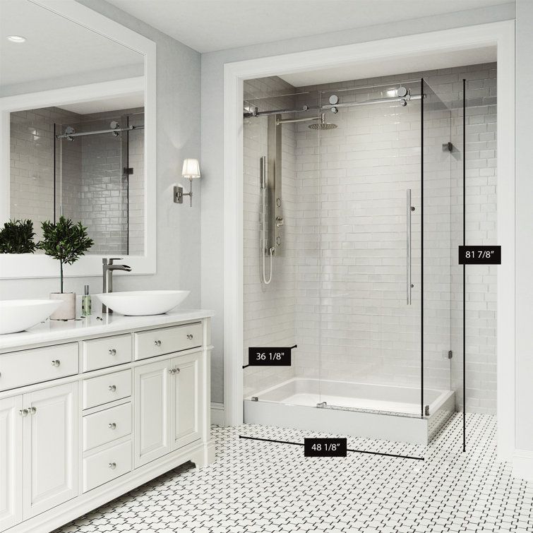 Elan E-Class Chrome Frameless Sliding Shower Enclosure with Clear Glass