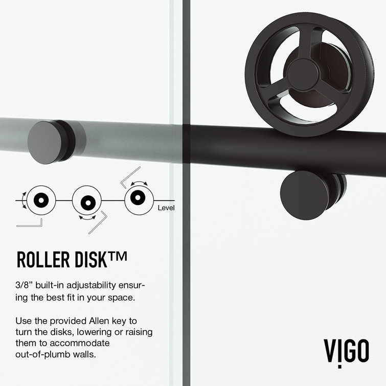 Cass 68" Frameless Sliding Shower Door with Matte Black Hardware