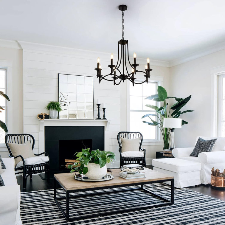 Matte Black 8-Light Industrial Candle Chandelier