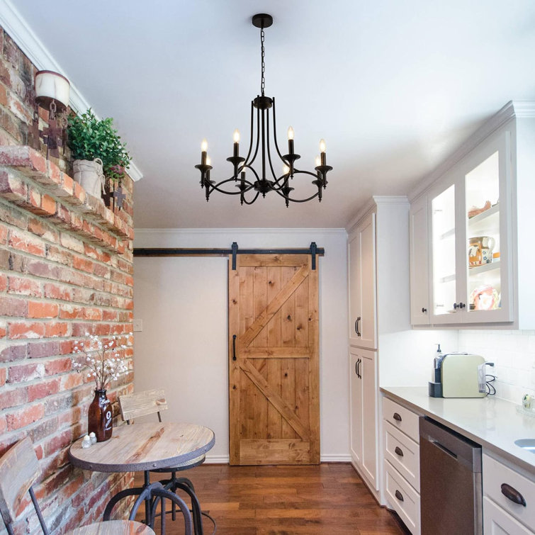 Matte Black 8-Light Industrial Candle Chandelier
