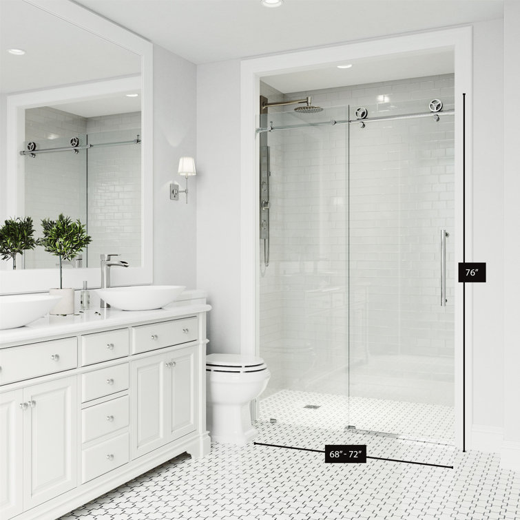 Cass 72" x 76" Frameless Sliding Shower Door with Chrome Finish