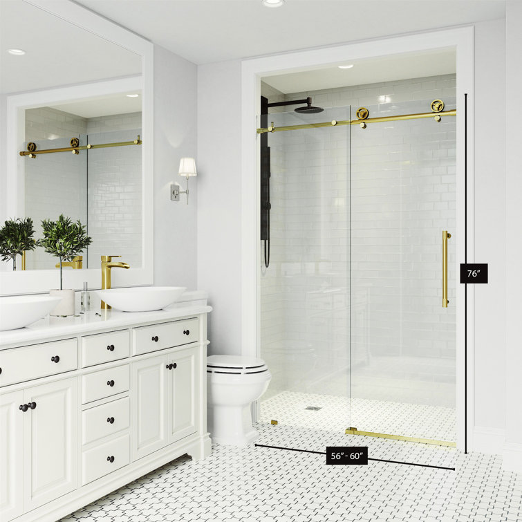 Cass 60" Frameless Sliding Shower Door with Matte Brushed Gold Finish