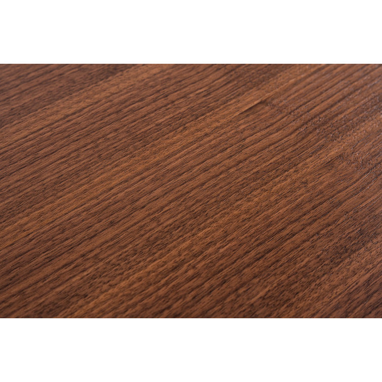 Walnut Veneer Rectangular Nightstand with Black Metal Handle