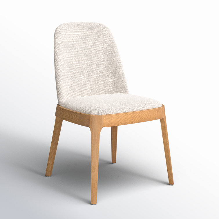 Splayed Solid Oak Legs High-Performance Cream Upholstered Side Chair