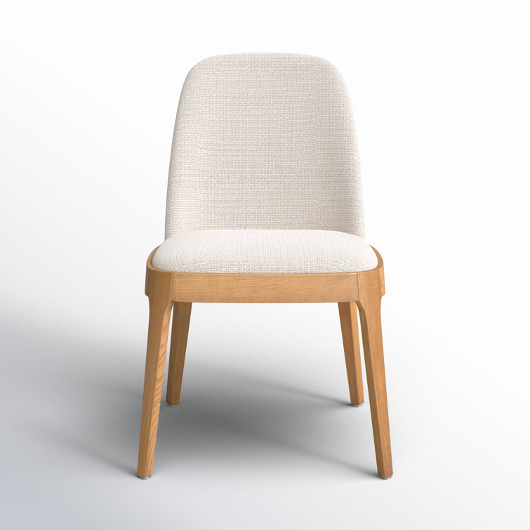 Splayed Solid Oak Legs High-Performance Cream Upholstered Side Chair
