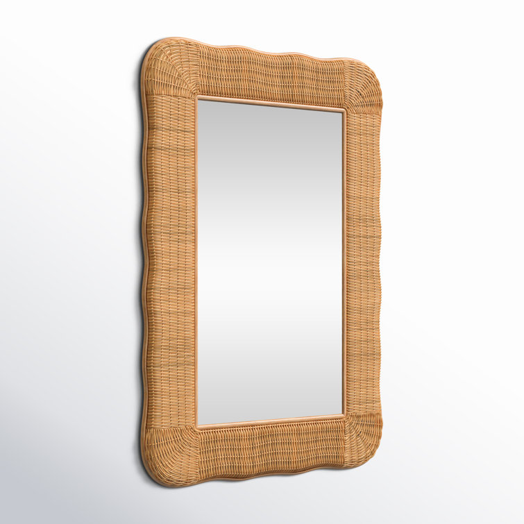 Handcrafted Natural Rattan Rectangular Wall Mirror