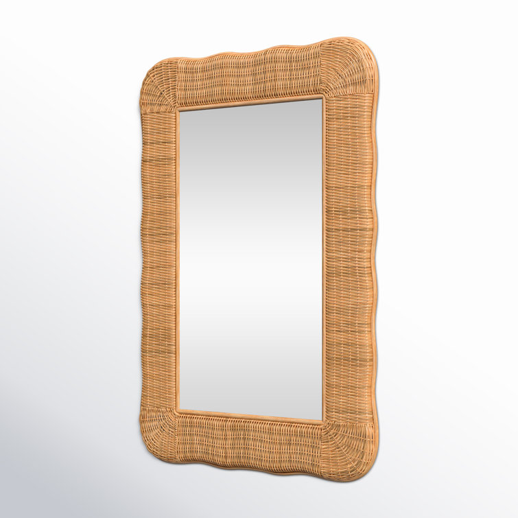 Handcrafted Natural Rattan Rectangular Wall Mirror