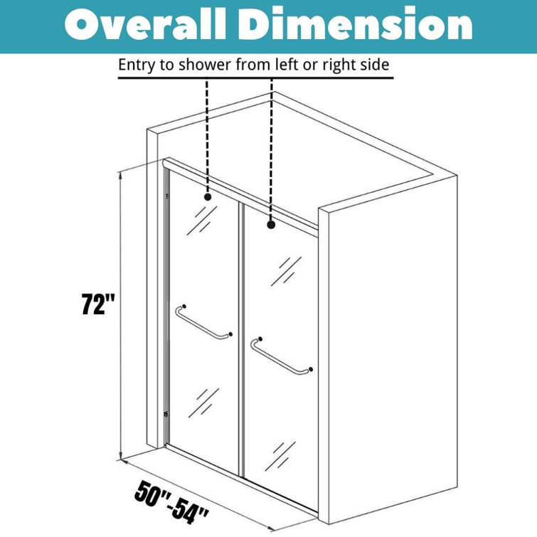 Matte Black 60'' x 72'' Sliding Shower Door with Clear Glass