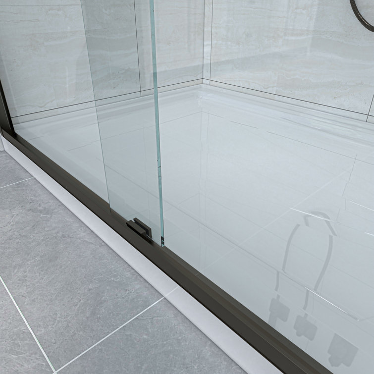 60'' Oil Rubbed Bronze Sliding Shower Door with Clear Glass