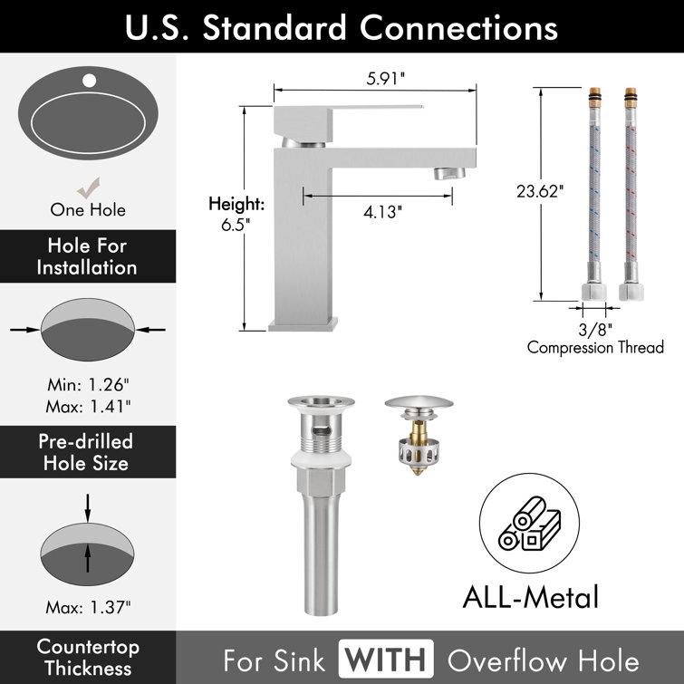 Brushed Stainless Steel Single Handle Waterfall Bathroom Faucet