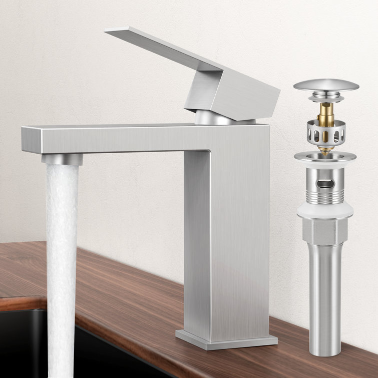 Brushed Stainless Steel Single Handle Waterfall Bathroom Faucet