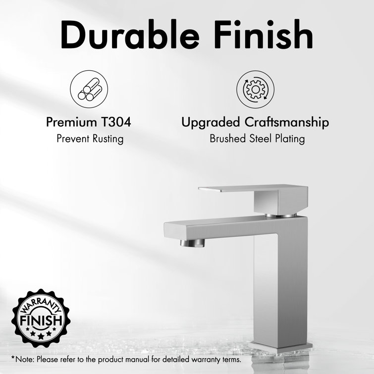 Brushed Stainless Steel Single Handle Waterfall Bathroom Faucet