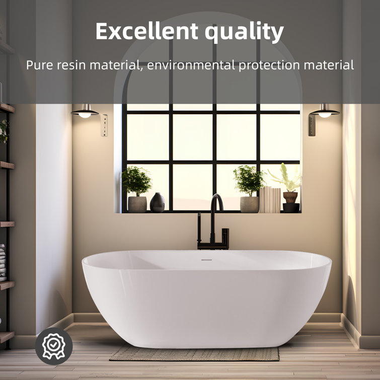 59'' Matte White Acrylic Freestanding Soaking Bathtub