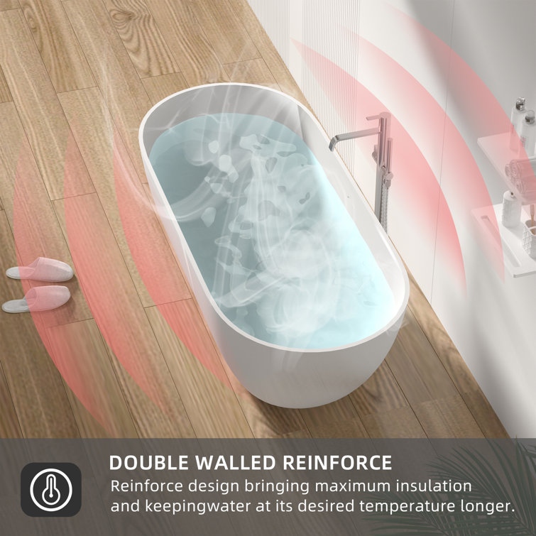 59'' Matte White Acrylic Freestanding Soaking Bathtub