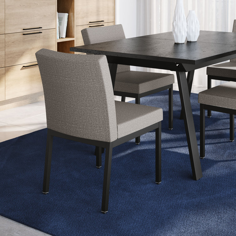 Reaves Black Laminate Dining Table with Silver Gray Chairs