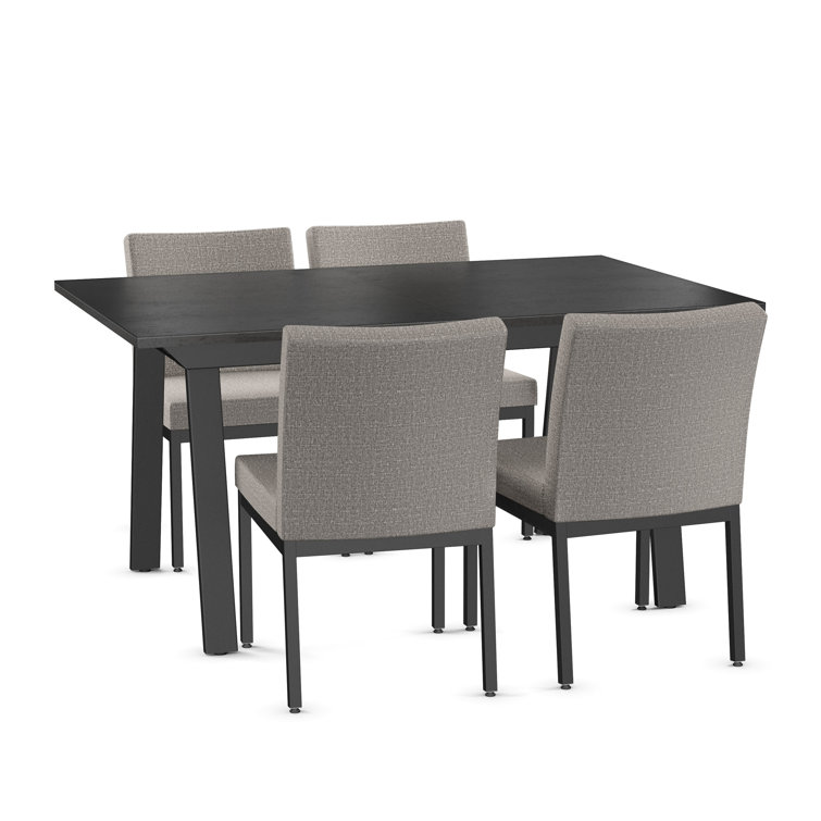 Reaves Black Laminate Dining Table with Silver Gray Chairs