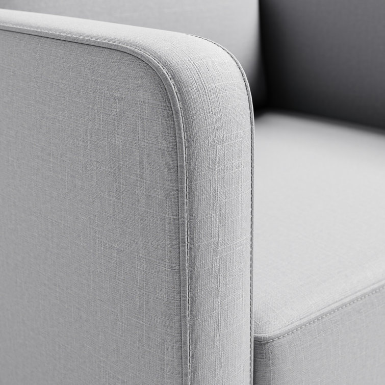 Fog Gray Upholstered Swivel Glider with Arm Rest