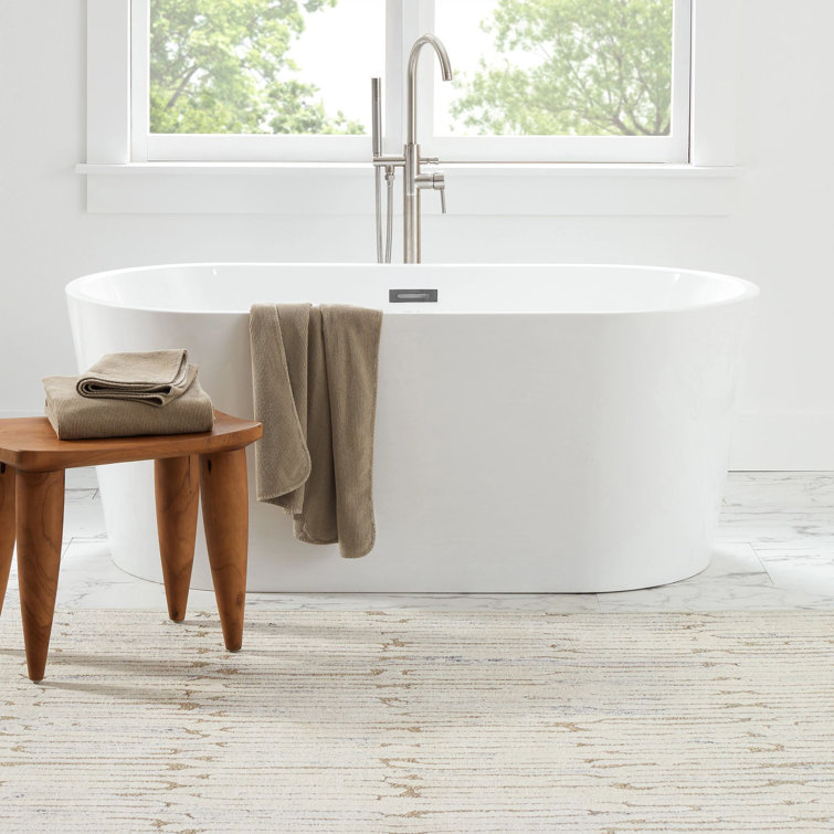 Oatmeal and Beige Synthetic Washable Rectangular Rug, 4' x 6'