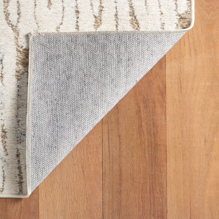 Oatmeal and Beige Synthetic Washable Rectangular Rug, 4' x 6'