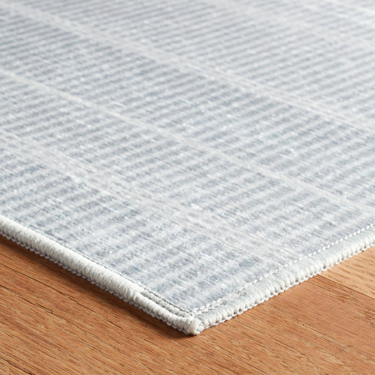 Samson Gray Striped Machine Washable Synthetic Rug 2' x 3'
