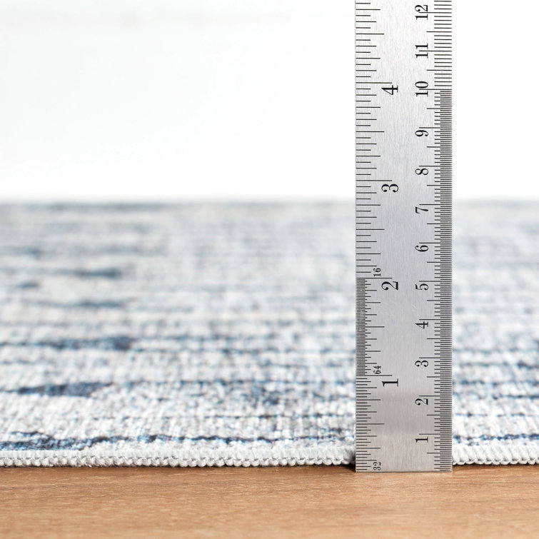 Everglade Blue and White Synthetic Washable Rug 2' x 3'