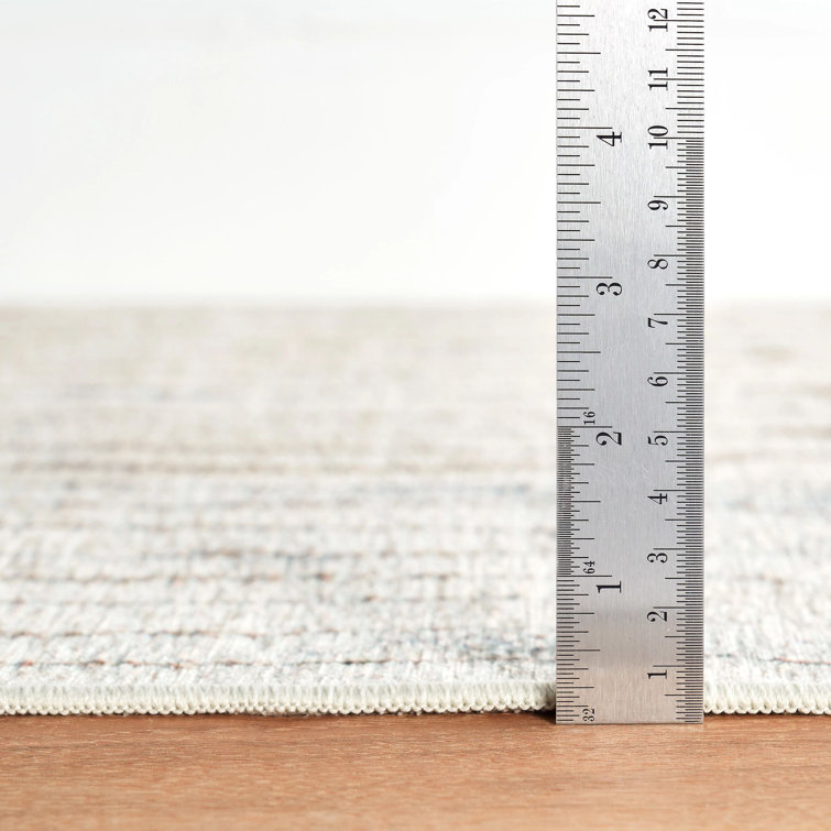 Oatmeal and Beige Synthetic Washable Rectangular Rug, 4' x 6'