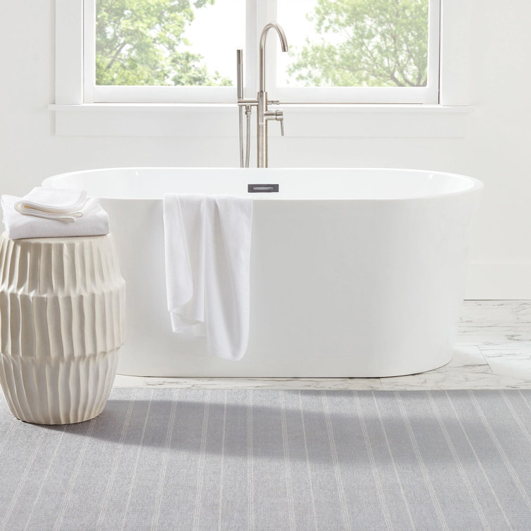 Samson Gray Striped Machine Washable Synthetic Rug 2' x 3'