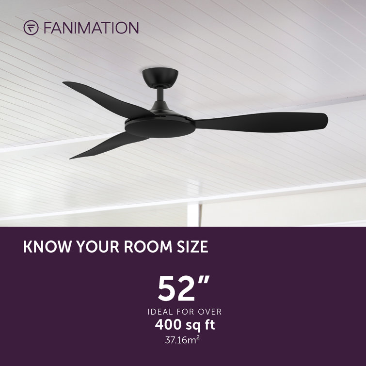 GlideAire 52" Smart Black Composite Blade Ceiling Fan with Remote