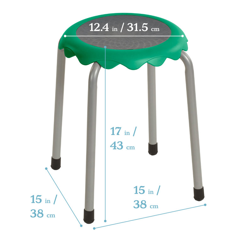 Emerald Green Stackable Plastic Stools with Steel Legs, 8-Piece Set