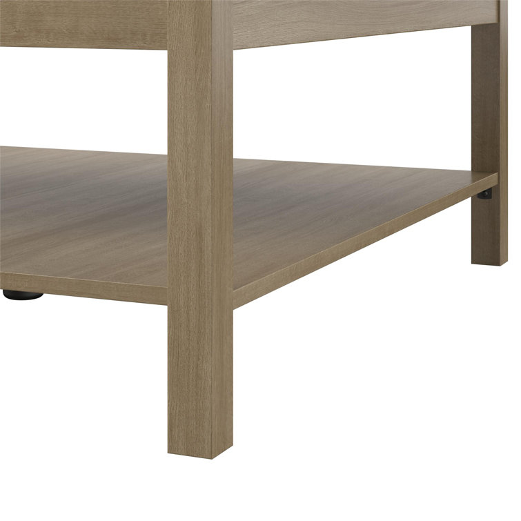 Natural Wood Rectangular Lift-Top Coffee Table with Storage