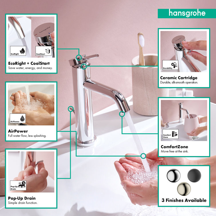 Tecturis S Chrome Single-Hole Bathroom Faucet with Pop-Up Drain