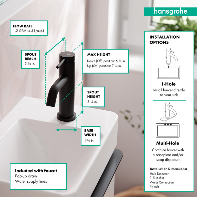Matte Black Single Handle Ceramic Disc Bathroom Faucet