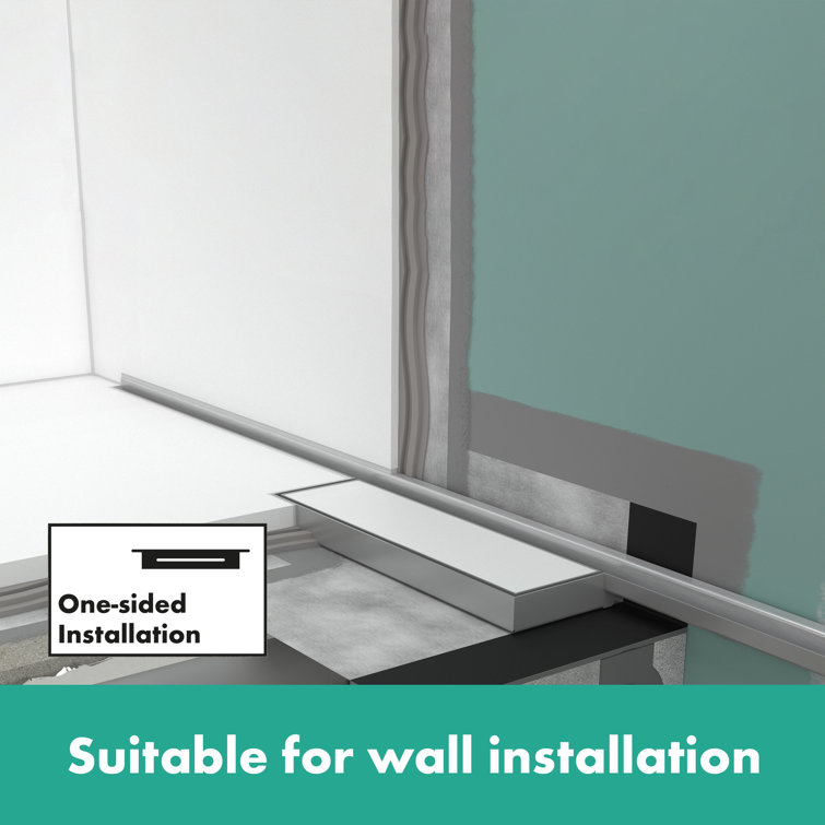 Chrome Minimalist Linear Shower Drain Set with Trim