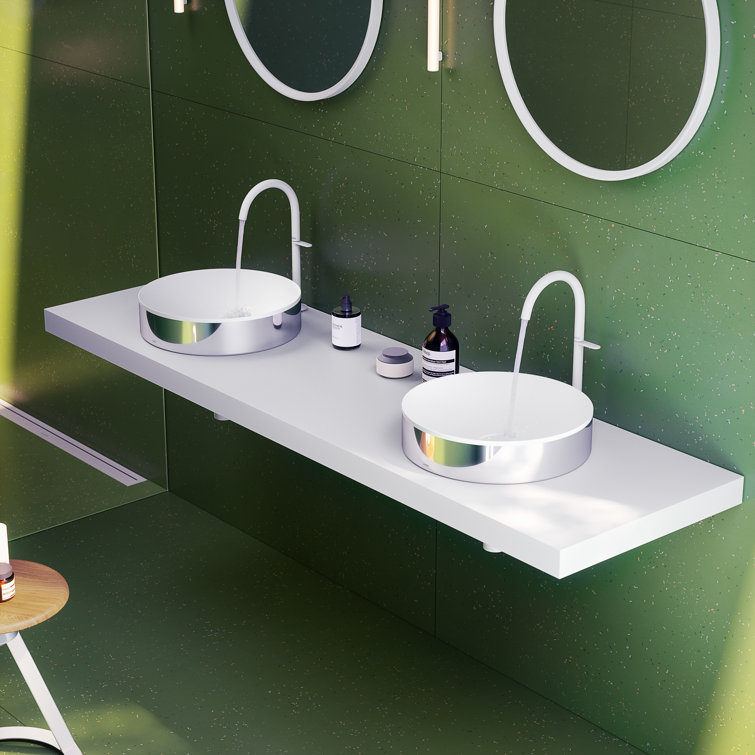 Philippe Starck Chrome Round Solid-Surface Bathroom Sink
