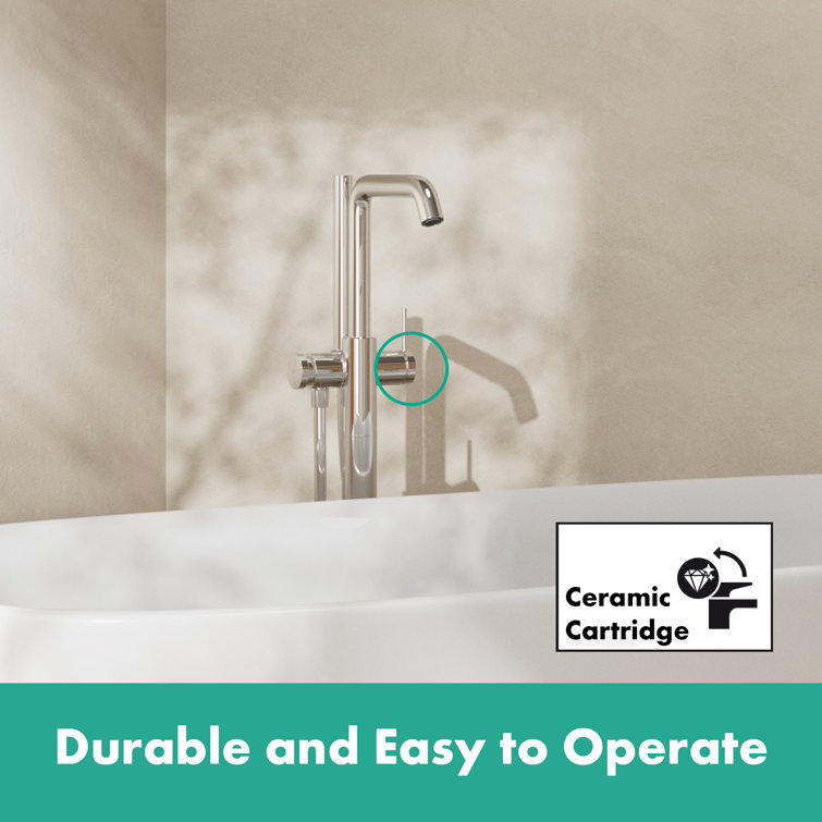Chrome Freestanding Tub Filler with Handshower