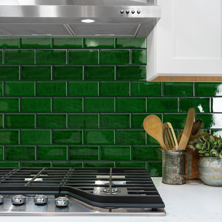 Viva Antic Verde 3" x 6" Green Ceramic Wall Tile