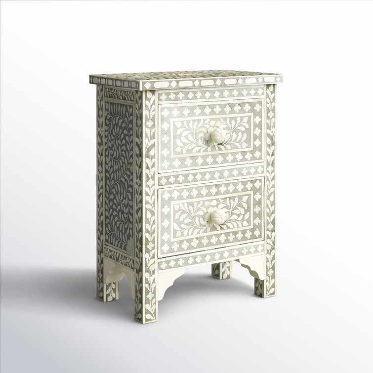 Vivienne Elegance Grey Bone Inlay and Mango Wood Accent Chest