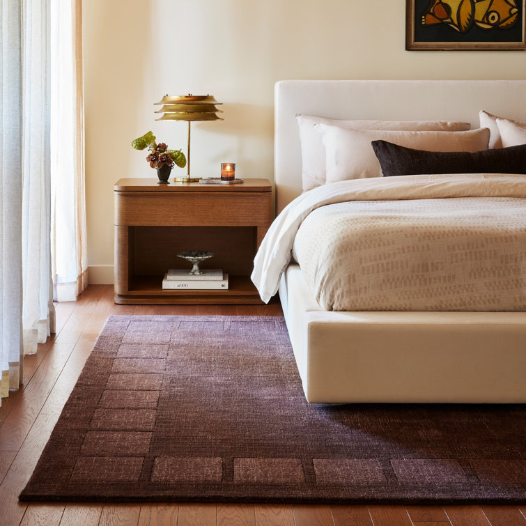 Truffle Brown Rectangular Wool and Viscose Area Rug