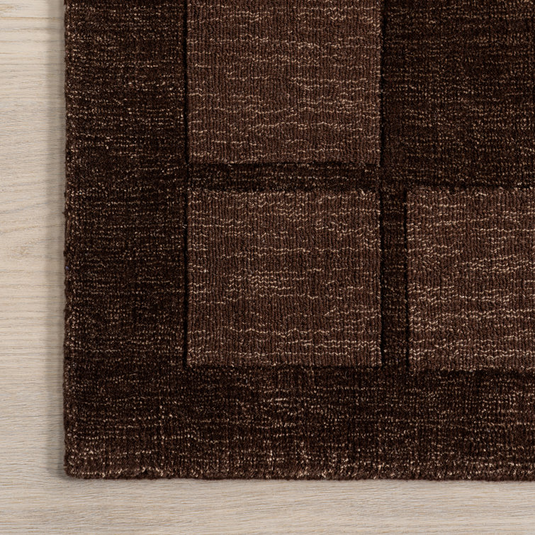 Truffle Brown Rectangular Wool and Viscose Area Rug