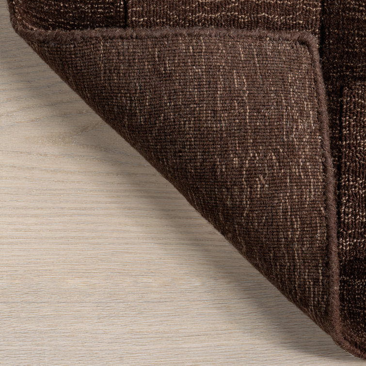 Truffle Brown Rectangular Wool and Viscose Area Rug