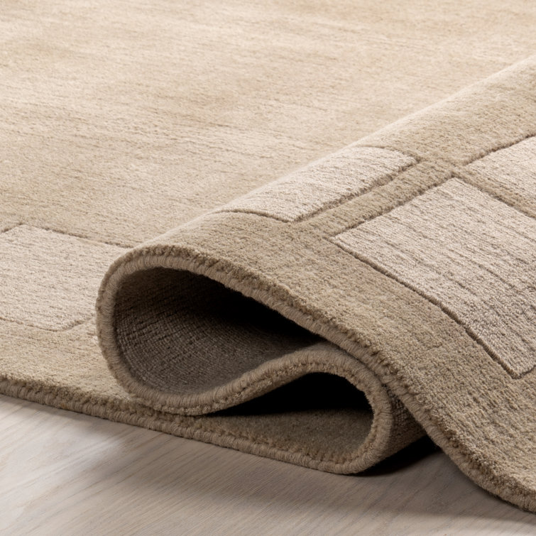 Fawn Rectangular High-Low Wool Blend Area Rug 6' x 9'