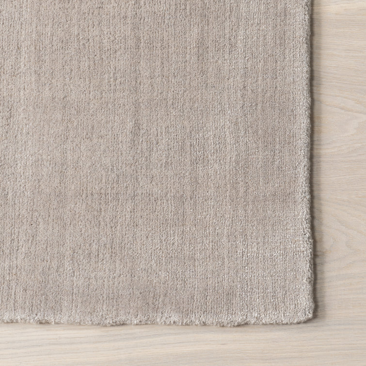 Dove Grey Handmade Wool and Viscose Rectangular Rug