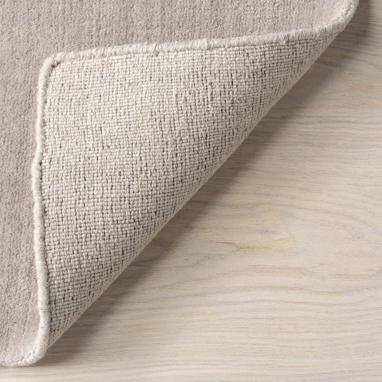 Dove Grey Handmade Wool and Viscose Rectangular Rug