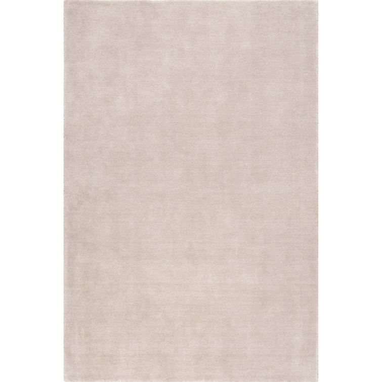 Handmade Dove Grey Solid Wool Rectangular 4' x 6' Area Rug